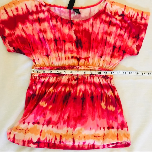Weavers Orange Pink Tie Dye Top Shirt Short Sleeve - Picture 6 of 8